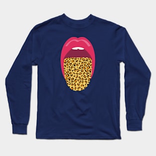 Red Lips Leopard Tongue Long Sleeve T-Shirt